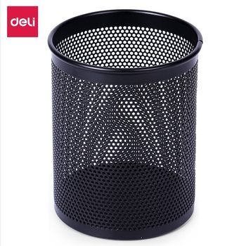 Deli 909 Pen Holder Round Mesh Pen Holder Material Iron Mesh Pen Holder Black