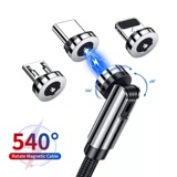 вращающийся на 540 градусов магнитный кабель для передачи данных подходит для быстрой зарядки мобильных телефонов Apple Android Type-c с кабелем для зарядки мобильных телефонов 