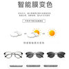 Men's Versatile Simple Retro Frame Women's Polarized Metal Ultra-Light Myopia Glasses Color-Changing Anti-Blue Light Glasses for Men