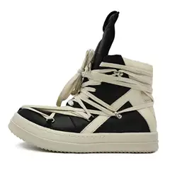 European and American Trendy Shoes 26 Spring and Autumn Heavy-Duty High-Top Shoes Classic Genuine Leather Inverted Triangle Pentagram Men's Hexagram Graphic Sneakers