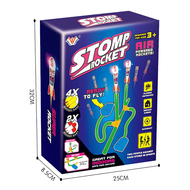 跨境儿童双人脚踏火箭炮玩具 EVA导弹炮发射冲天火箭夏日户外活动