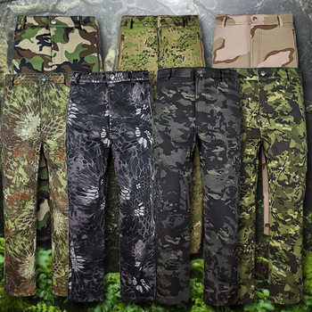 One-piece delivery outdoor tactical fleece-lined pants men's winter camouflage pants fleece thickened waterproof windproof hiking pants