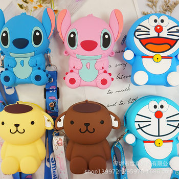 New Children's Bag Women's Cute Cartoon Silicone Bag Girl's Heart Coin Purse Mini Crossbody Bag Daily Storage Bag