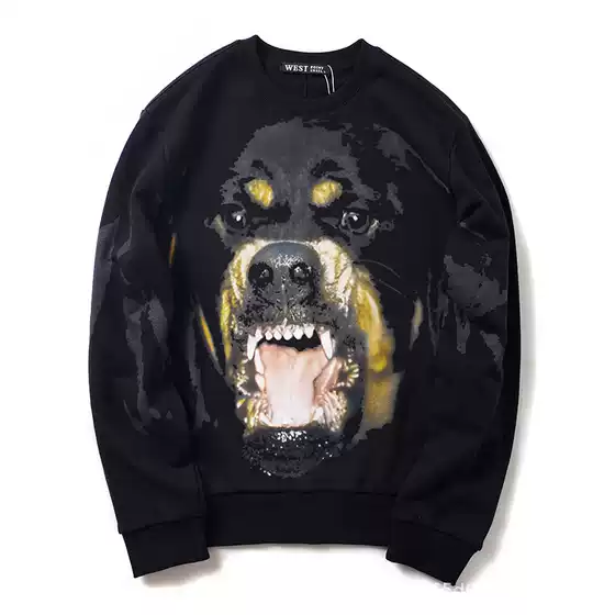 Winter European and American Fashion Stylish Trendy Brand Men's Gvc Dog Head Pure Cotton Loose Pullover Sweatshirt Long-Sleeved Velvet Jacket