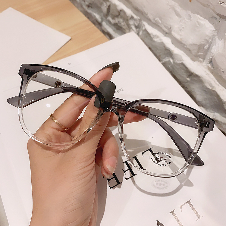 Korean Style Personalized Gradient TR Anti-blue Light Eye Protection Flat Mirror Women's All-match Face Showing Small Plain Face Large Frame Glasses Frame Trendy Men