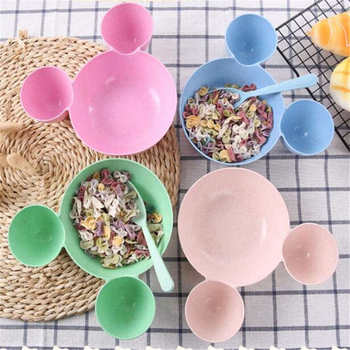 Drop-Resistant Cute Cartoon Mickey Bowl Children's Baby Dinner Bowl Separated Fun Plate Bowl Food Bowl Fruit Plate