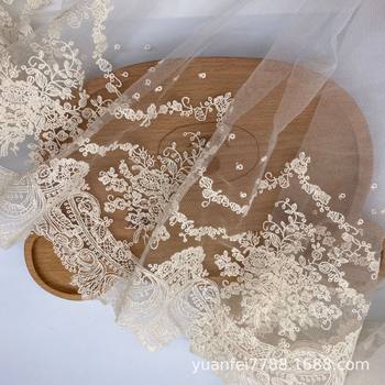 A- 1664 fine cotton thread White transparent mesh European embroidery lace accessories 60cm mesh lace