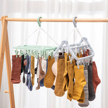 32 clip folding drying rack household multifunctional square plastic windproof socks clip underwear drying rack