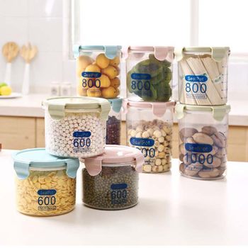 Kitchen Plastic Fresh-keeping Sealed Jar Grain Beans Dried Fruit Milk Powder Storage Jar Transparent Food Storage Box