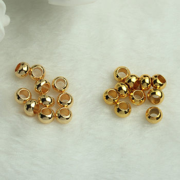 14K gold large hole smooth flat bead diy handmade jewelry accessories gold necklace bracelet beaded knitting rope material