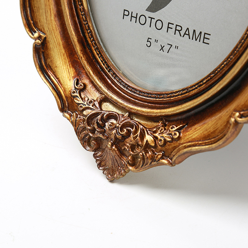 European carved resin Oval retro old photo frame frame wall hanging bronze photo frame wholesale