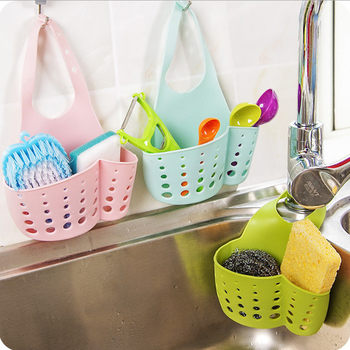Creative Adjustable Snap-On Sink Storage Hanging Basket Kitchen Storage Rack Faucet Sponge Drain Hanging Bag