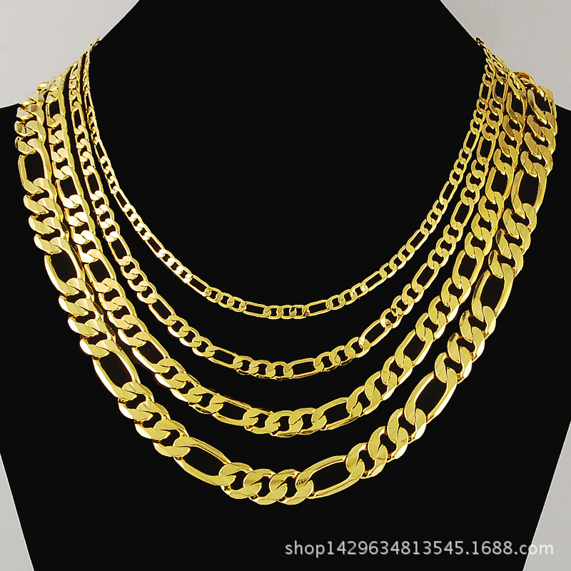 Three-To-One Ferrero Necklace for Men, Gold High-Quality Imitation Gold Necklace Jp020, Gold-Plated, Direct from the Manufacturer