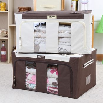Paishilong Thickened Oxford Cloth Storage Box 120L Large Waterproof Quilt Clothes Toy Folding Steel Frame Bainer Box