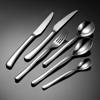 En 304 Stainless Steel Moonlight Knife and Fork Spoon Tableware suit Heavy Western Tableware Dessert Spoon Gift suit