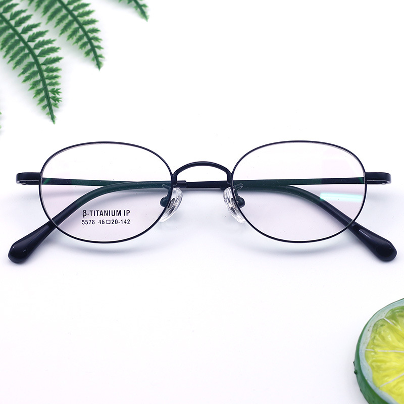 Wholesale Popular Oval Height Glasses Frame Ultra-Light Retro Small Face Half Titanium Decorative Men's and Women's Glasses Frame 5578