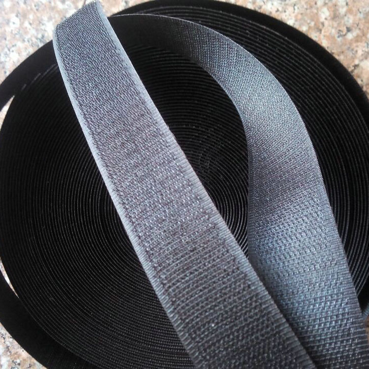 Wholesale black polyester Velcro color clothing bags with bristle Velcro tape white hook wool nylon Velcro