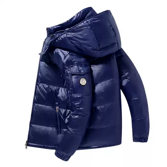 Wholesale cross-border new foreign trade down jacket short bright face men's and women's winter warm super thick white duck down couple coat