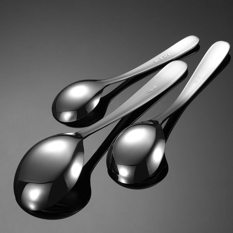 En 304 Stainless Steel Deepened Round Bottom Spoon Spoon Chinese Tableware Mirror Polished Large and Medium small size Housewarming Ceremony