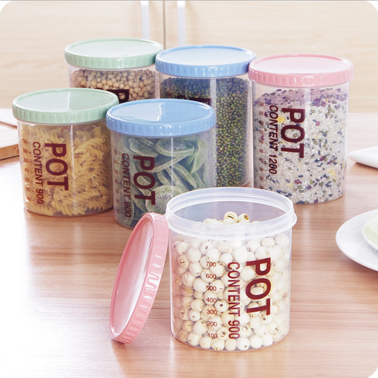 Plastic transparent sealed jar nut pudding pastry storage jar multi-capacity pet food packaging jar