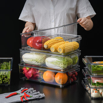 Refrigerator Food Storage Box Large Capacity Sealed Storage Jar with Lid Thickened Preservation Box Transparent Kitchen Storage Frame