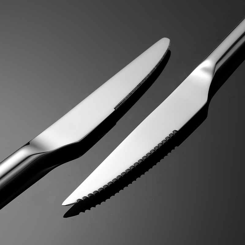 En 304 Stainless Steel Moonlight Knife and Fork Spoon Tableware suit Heavy Western Tableware Dessert Spoon Gift suit