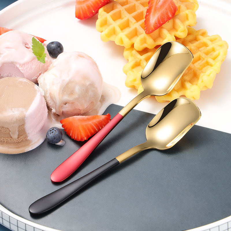 Carefully Selected Stainless Steel Spoon 304, Popular Spoon, Ice Cream Spoon, Children's Small Spoon, Gold Spray-Painted Dessert Ice Cream Spoon