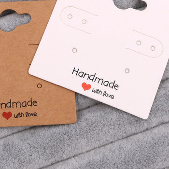 Brown Kraft Paper Earring Card Necklace Card Simple White Heart Earrings Ear Clip Ear Stud White Cardboard in Stock