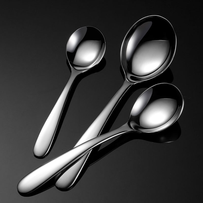 En 304 Stainless Steel Deepened Round Bottom Spoon Spoon Chinese Tableware Mirror Polished Large and Medium small size Housewarming Ceremony