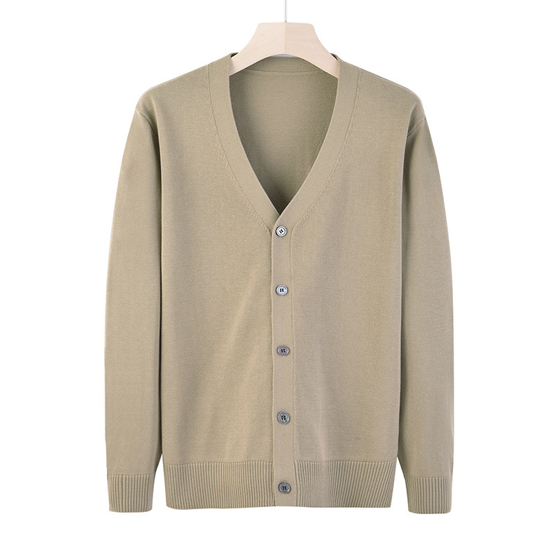 男士开衫2025春季新款韩版宽松帅气针织衫大V领毛衣百搭薄外套