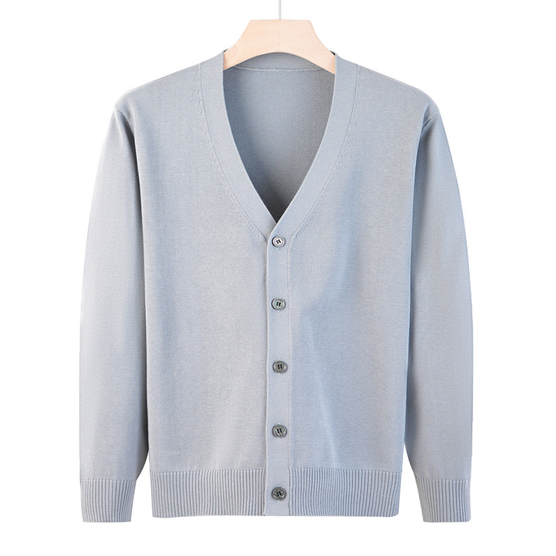 男士开衫2025春季新款韩版宽松帅气针织衫大V领毛衣百搭薄外套