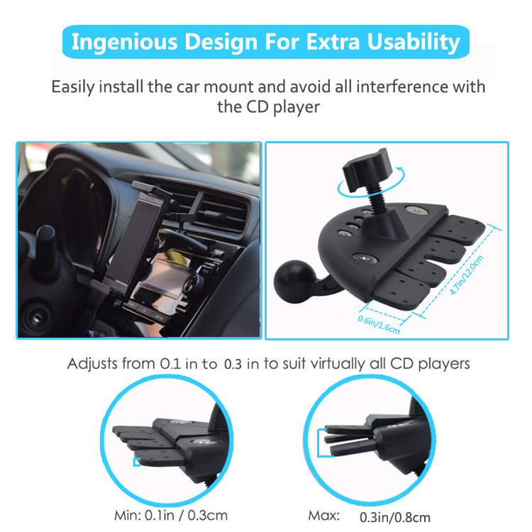Cross-Border special car CD port mobile phone computer universal 781012 inch flat bracket