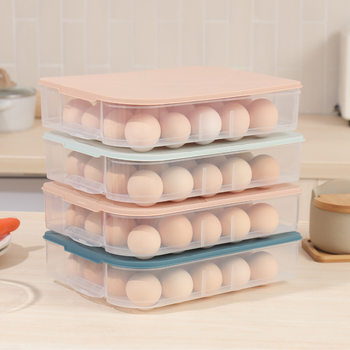 Yq5077 Kitchen Stackable 20-Slot Egg Carton Refrigerator Food Storage Box with Lid Egg Storage Box Egg Tray