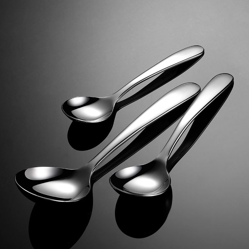 En 304 Stainless Steel Deepened Round Bottom Spoon Spoon Chinese Tableware Mirror Polished Large and Medium small size Housewarming Ceremony