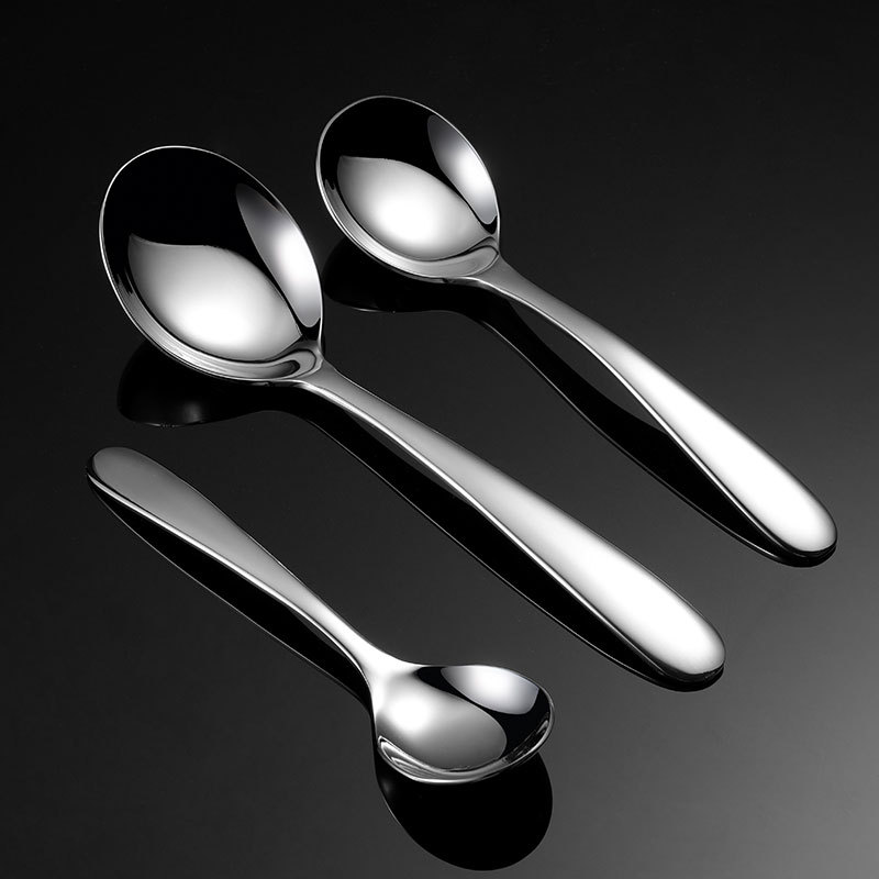En 304 Stainless Steel Deepened Round Bottom Spoon Spoon Chinese Tableware Mirror Polished Large and Medium small size Housewarming Ceremony