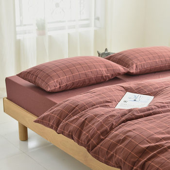 Non-printed cotton flannel bedding good cotton yarn-dyed flannel bedding four-piece set