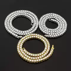 Cross-Border European and American Single-Row Diamond Hip-Hop Necklace 3mm 4 5mm Rhinestone Tennis Chain Unisex Tennis Chain Jewelry