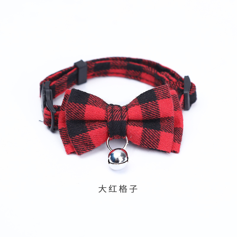 Pet Collar British Plaid Bow Cat Collar Buckle with Bell Cat Collar Factory Outlet