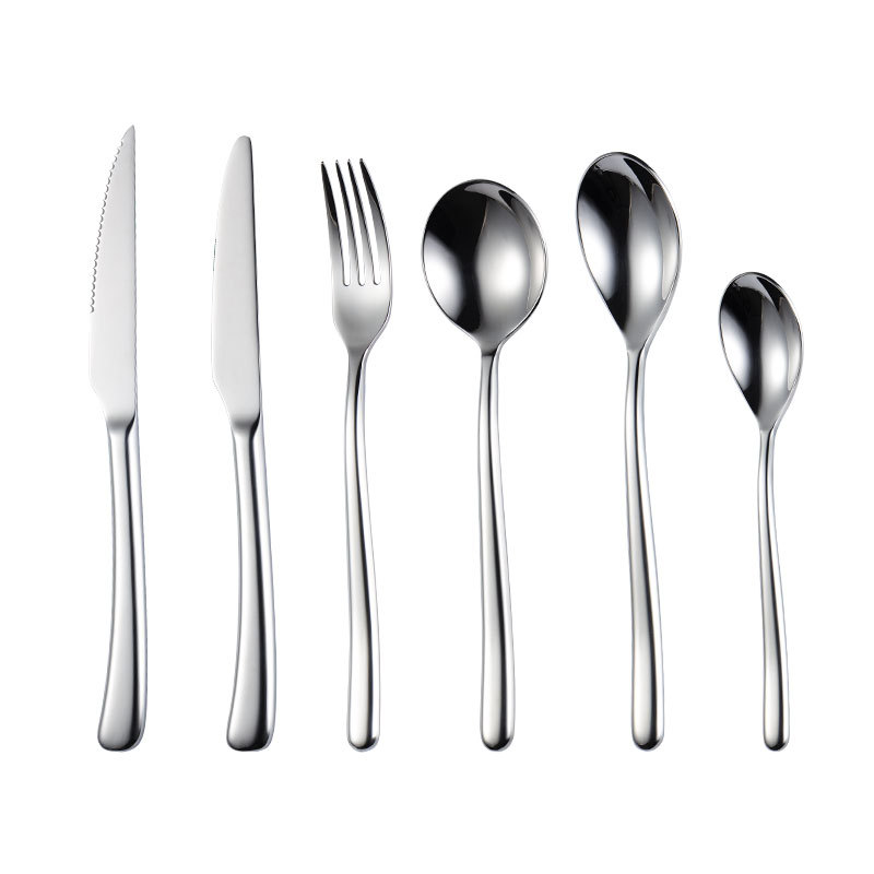 En 304 Stainless Steel Moonlight Knife and Fork Spoon Tableware suit Heavy Western Tableware Dessert Spoon Gift suit
