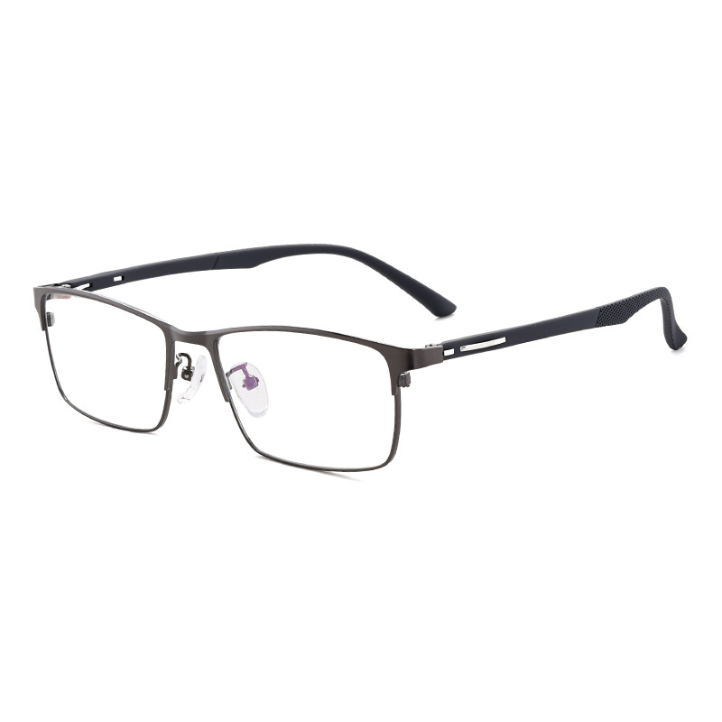 Business steel leather glasses frame new elastic paint glasses frame TR90 temples full frame mirror square 20007