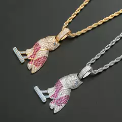 OVO DRAKE Owl Pendant European and American Personality Animal Creative Full of Zircon Color Hip Hop Necklace