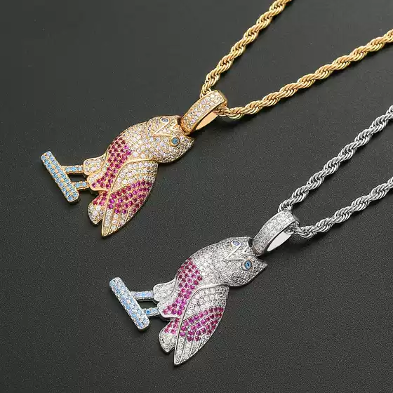 OVO DRAKE Owl Pendant European and American Personality Animal Creative Full of Zircon Color Hip Hop Necklace