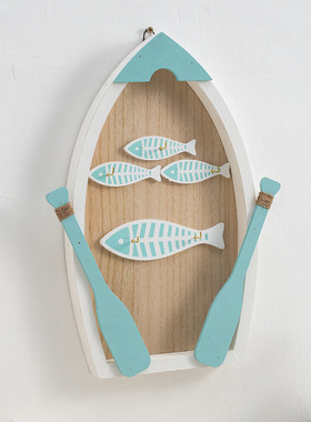 钥匙盒首饰盒收纳架地中海背景墙壁挂屋形圆形钥匙收纳盒装饰架