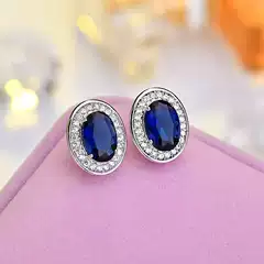 Women's new simple fashion earrings AAA zircon crystal inlaid versatile high sense factory wholesale oval earrings