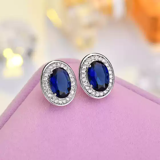 Women's new simple fashion earrings AAA zircon crystal inlaid versatile high sense factory wholesale oval earrings