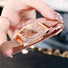 New Style Diamond-Encrusted Barrel-Shaped Women's Watch Rose Gold Magnetic Mesh Strap Large Digital Dial Light Luxury Fashion Watch for Women