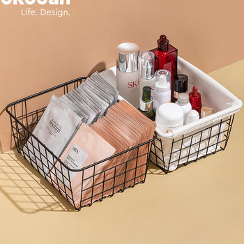 Japanese-style Iron Storage Basket Kitchen Snack Storage Basket Desktop Toy Basket Cosmetic Bathroom Mask Storage Frame