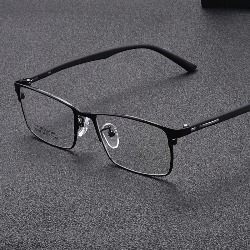 Business steel leather glasses frame new elastic paint glasses frame TR90 temples full frame mirror square 20007