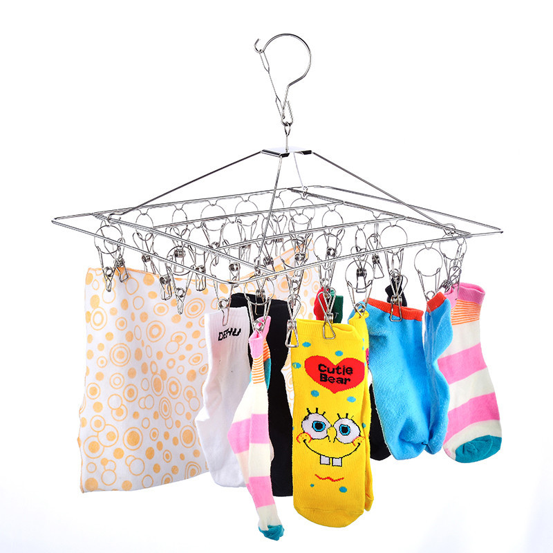 Square socks clip stainless steel hanger clip drying socks hanger household multi-head 20/40/60 socks rack