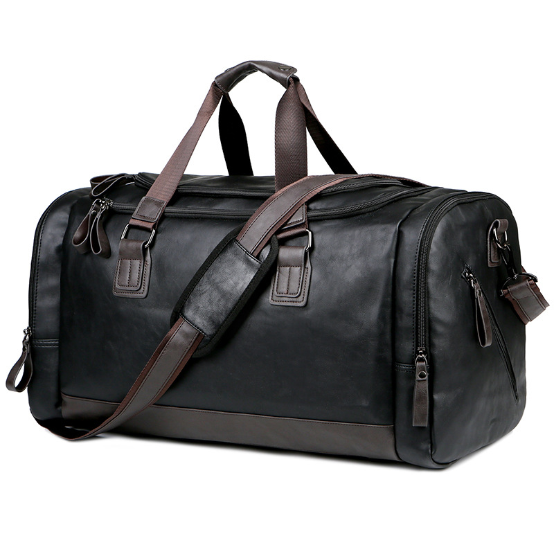 PU Leather Super Large Capacity Travel Bag Men's Business Travel Duffel Bag Travel Backpack Korean Portable Shoulder Size